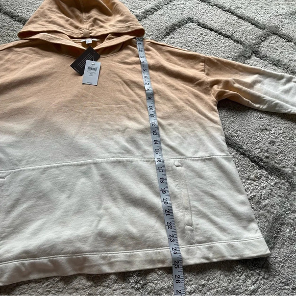 J Jill Pure Jill Hoodie sweatshirt Peach White Pullover dipdyed Cotton 1X new - Picture 7 of 8